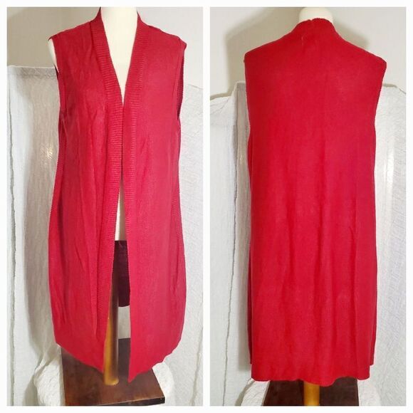 Chico's Red Knit Open Cardigan Size 3 (XL) - Picture 1 of 10